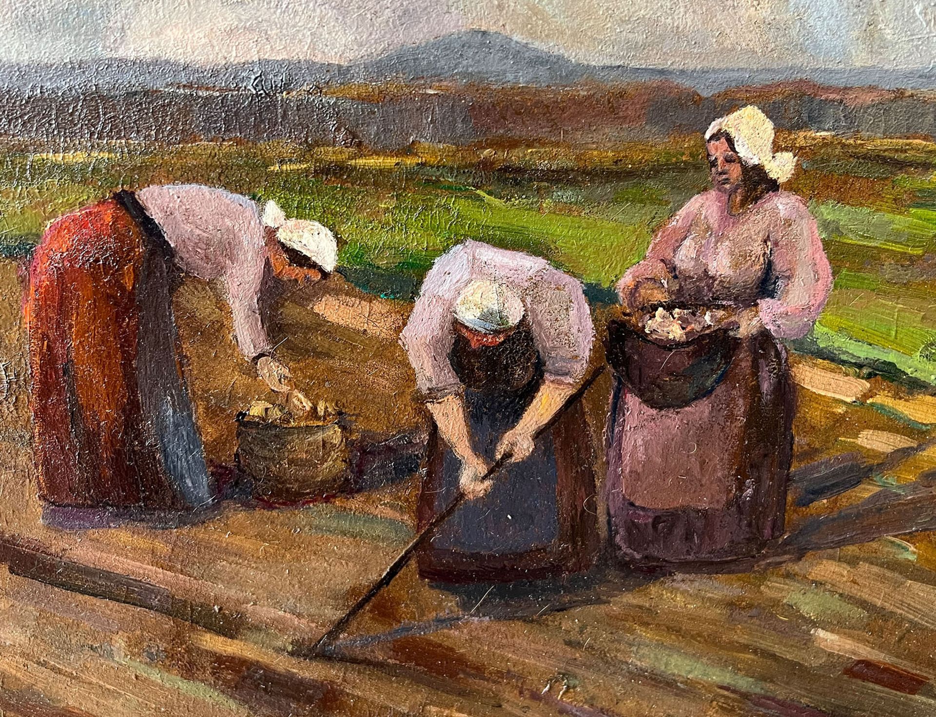 INDISTINCTLY SIGNED (XIX). Peasant women at work in the fields. - Image 5 of 8