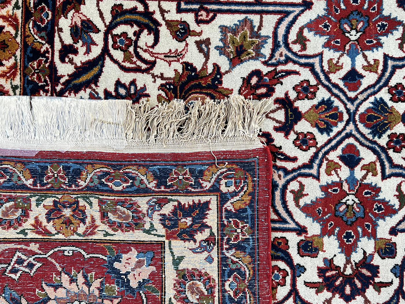 Isfahan. Najafabad. Workshop carpet. Light ground. Patterned through. - Image 15 of 16