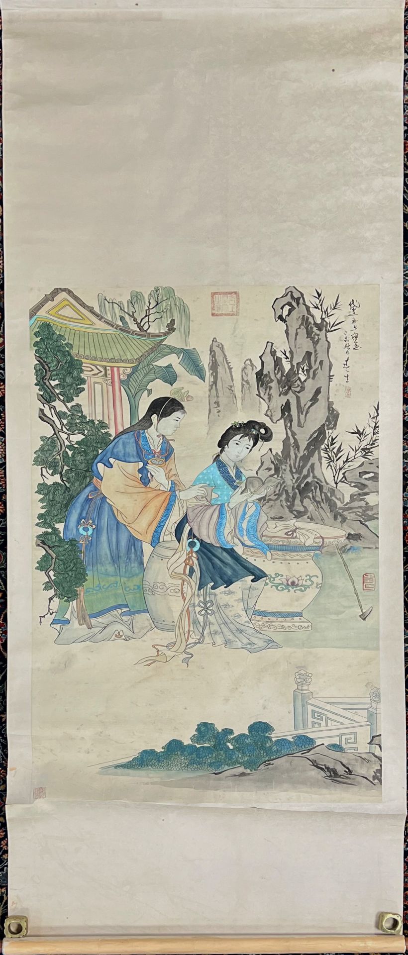 Us UNKNOWN ARTISTS (XX). Scroll painting. China. "The Dream of the Red Chamber". - Image 2 of 10