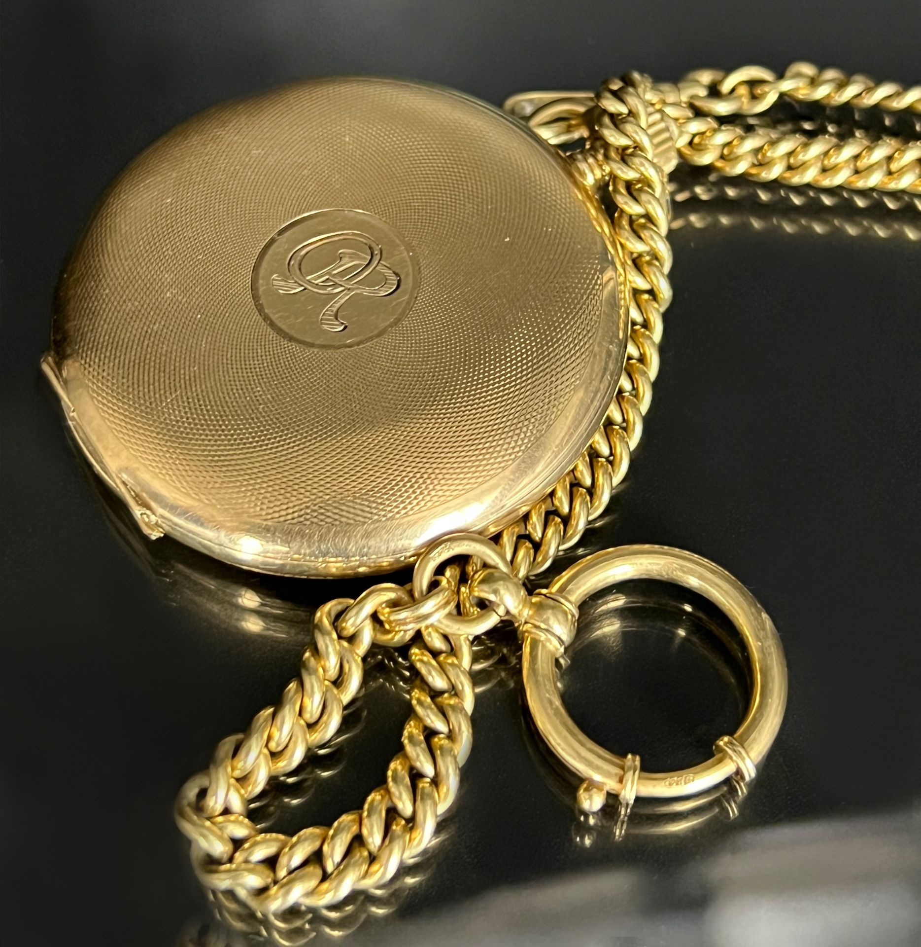 Men's pocket watch ZENTRA Tavannes 585 yellow gold with gold chain. Switzerland. - Image 8 of 10