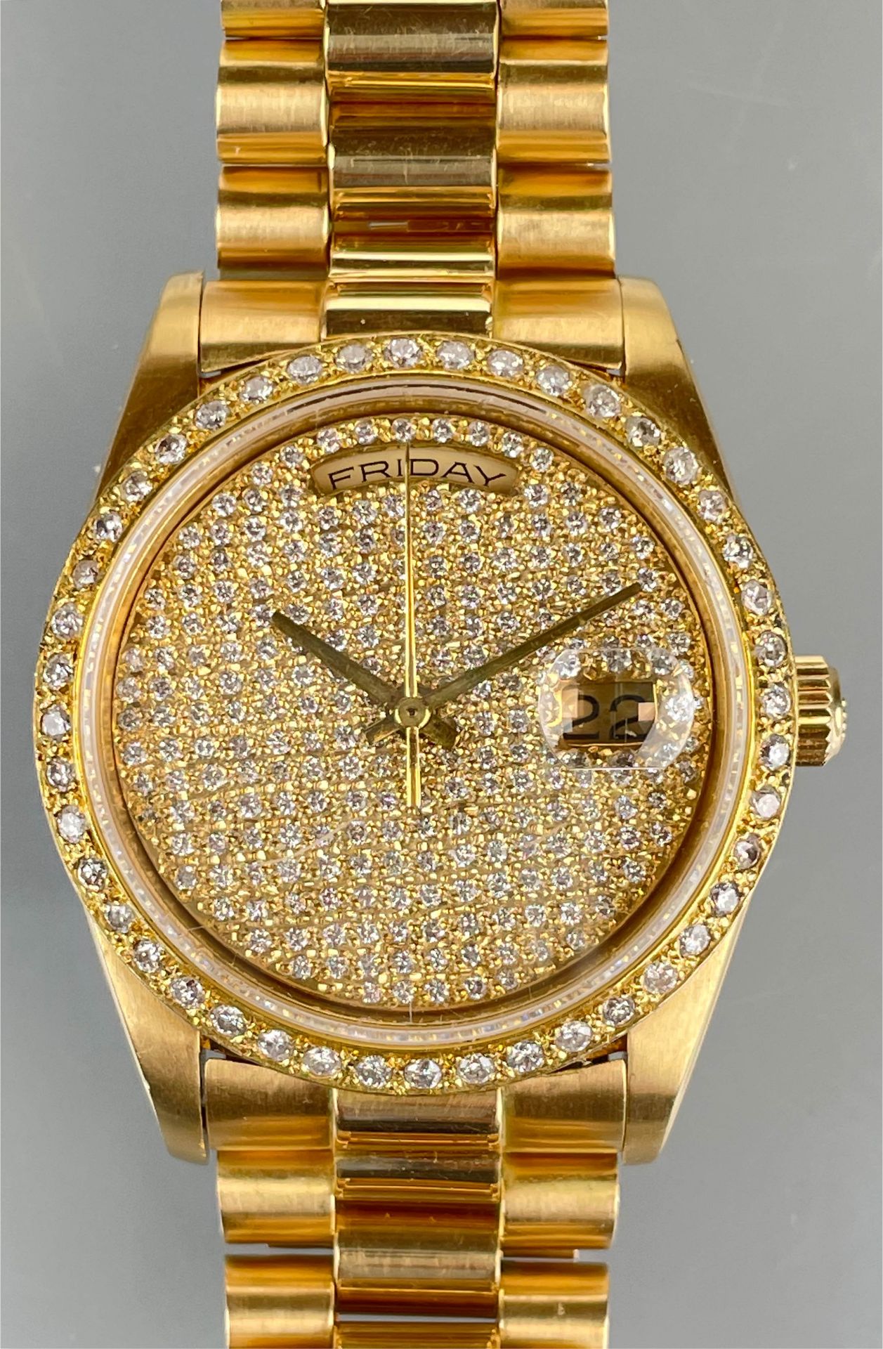 Wristwatch ROLEX Day-Date 750 yellow gold with diamonds. End of the 1980s. - Image 3 of 17