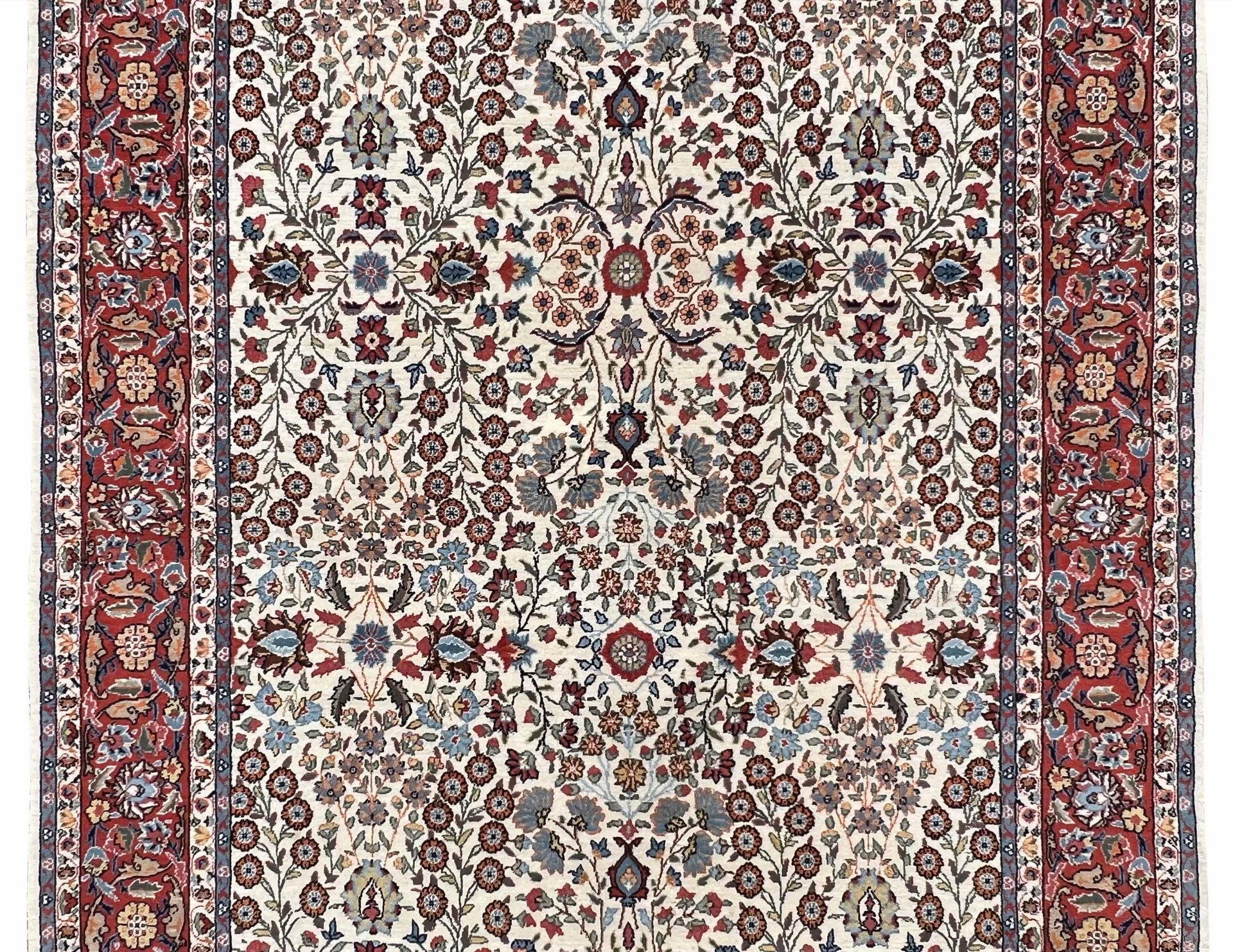 Hereke oriental carpet. Signed. Beige ground pile. Interspersed design. - Image 3 of 10