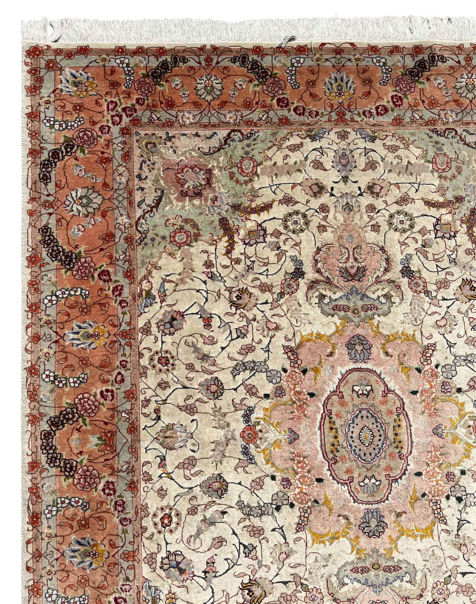 Tabriz oriental carpet. Cork wool decorated with silk. - Image 2 of 10