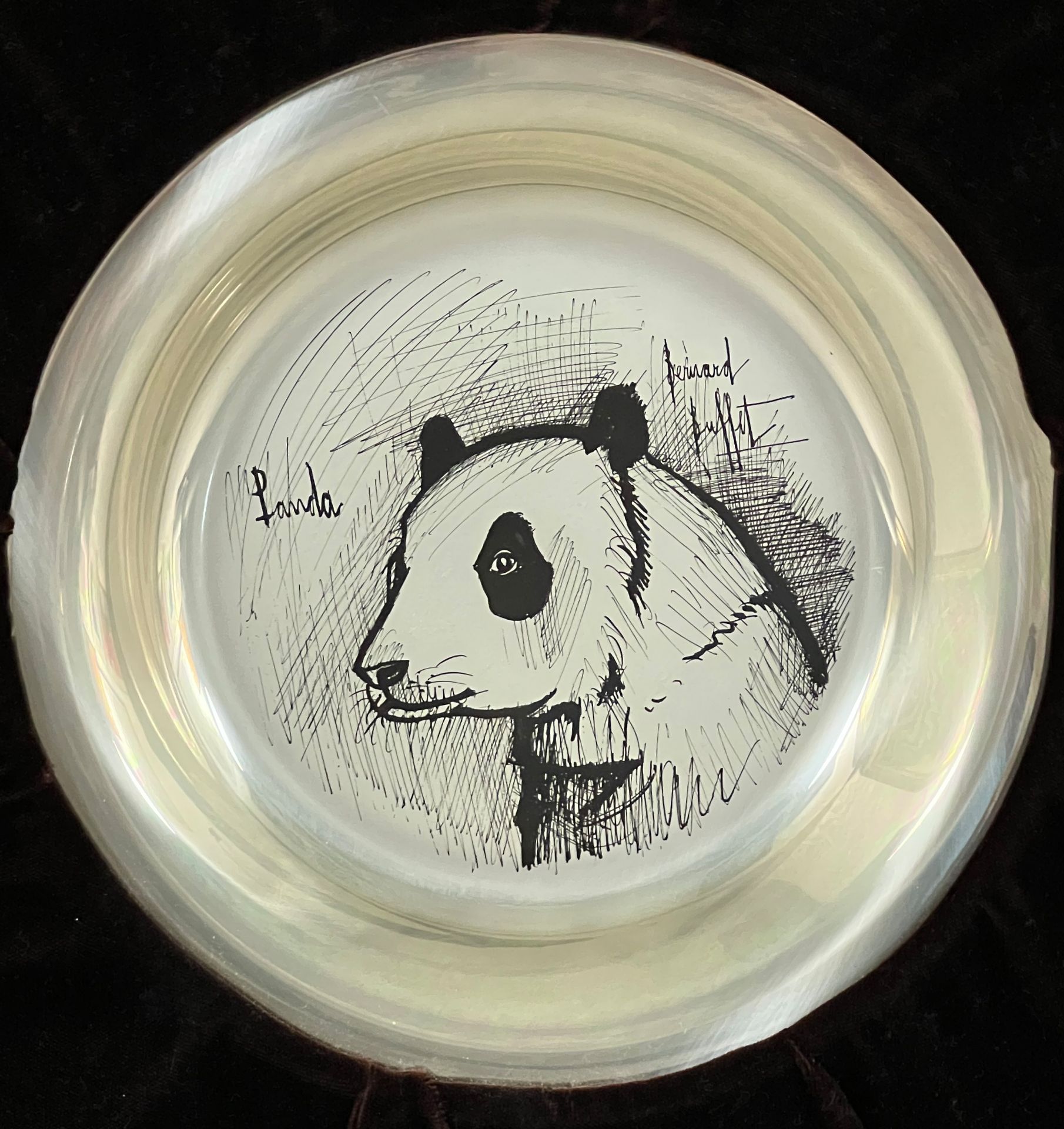 Bernard BUFFET (1928 - 1999). Artist's plate of 925 silver. "Panda". 1974. - Image 2 of 5