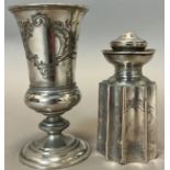 Pokal 800 Silber und Deckelgefäß. 12 Lot Silber.