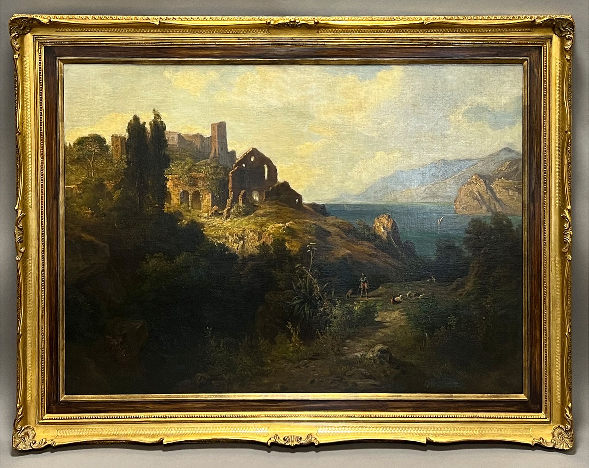 Georg KÖBEL (1807 - 1894). Ruin on (probably) the Italian coast. - Image 2 of 13
