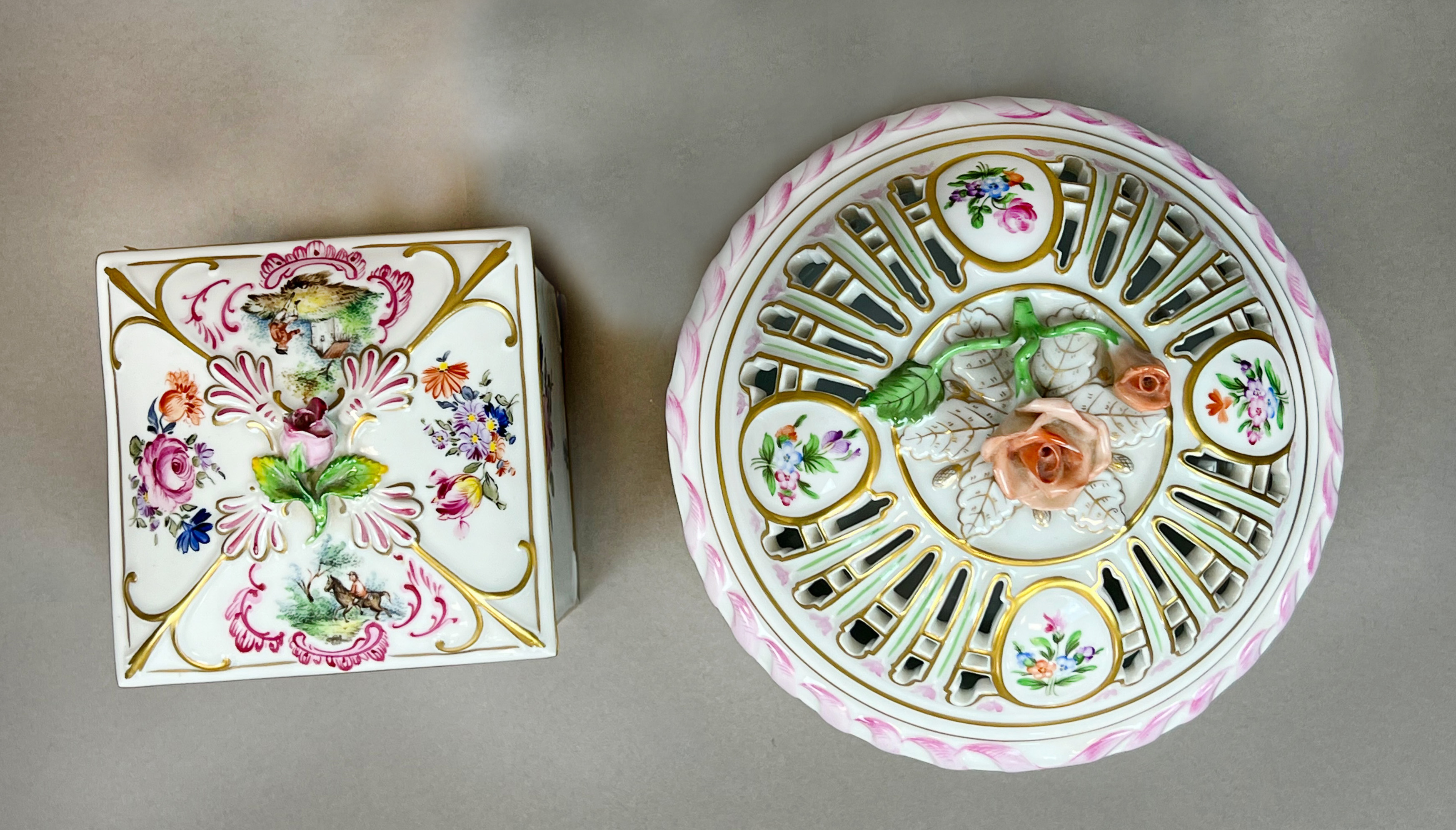 2 lidded jars. POTSCHAPPEL. HEREND. - Image 5 of 19