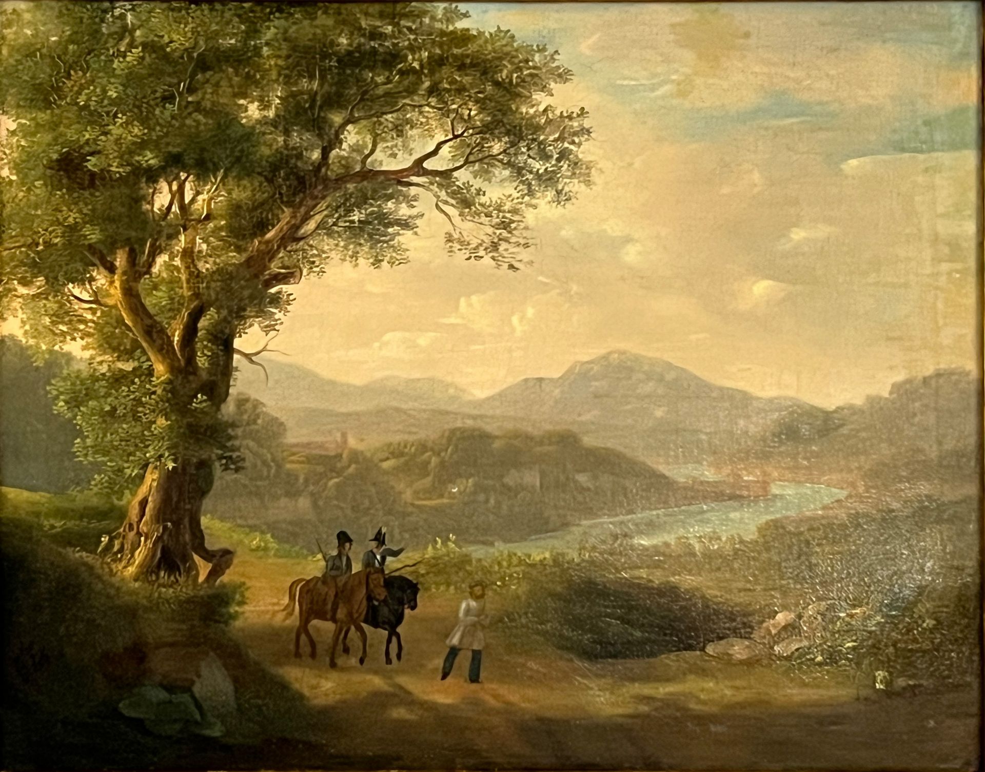 UNS UNBEKANNTER KÜNSTLER (XIX). Landschaft mit Personen. 1832.