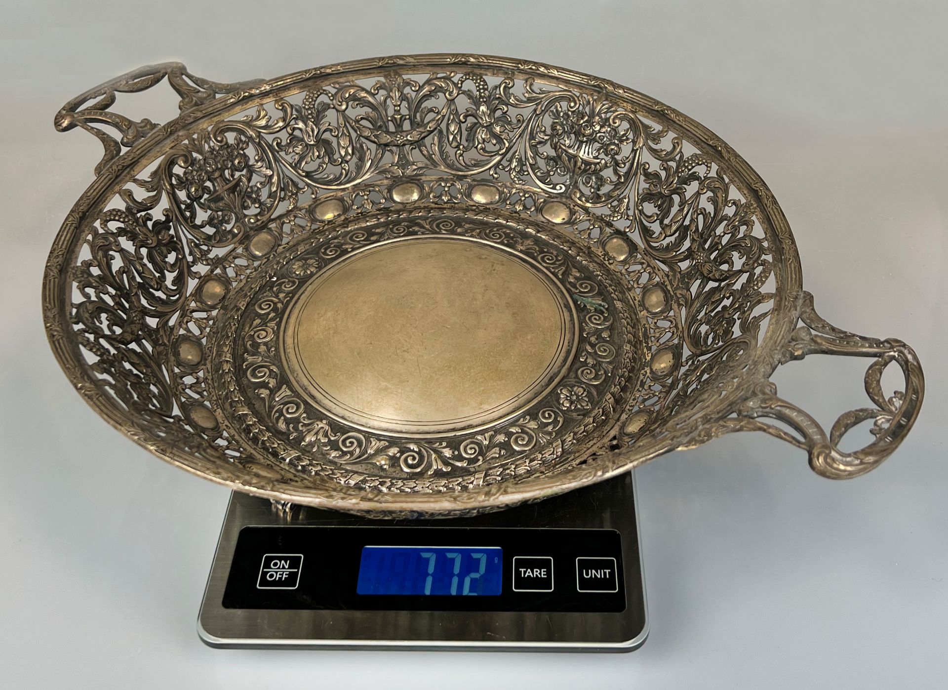 Two antique breakthrough bowls. 800 silver. Crescent moon crown. 19th century. - Image 17 of 18