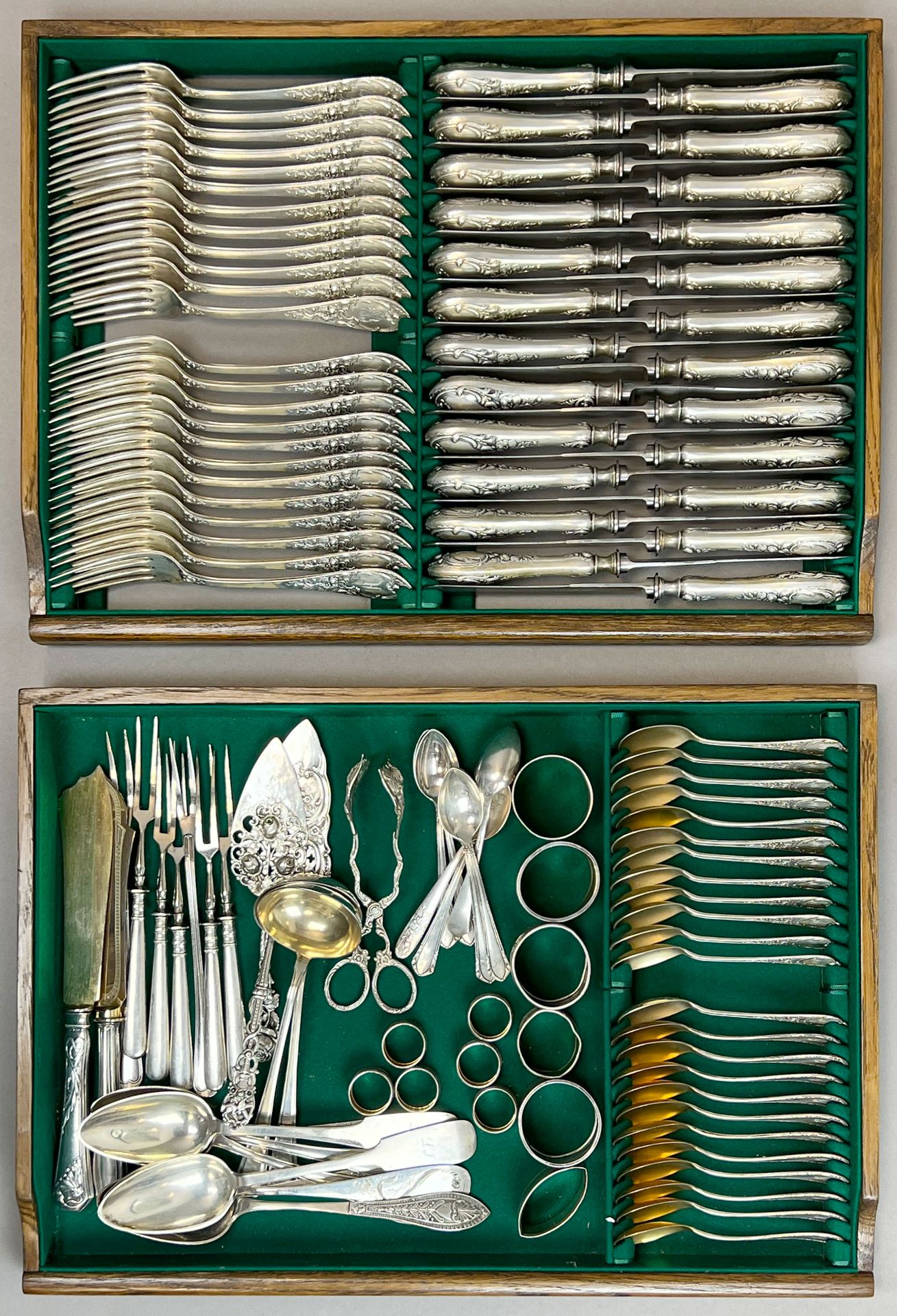 296-piece cutlery set in 800 silver. Oak wooden chest. - Image 7 of 20