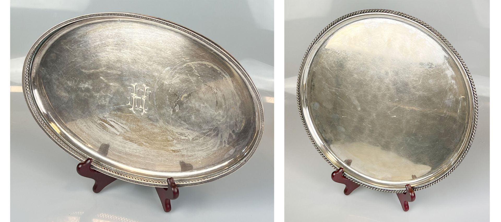 Two silver bowls. 800 and 925 sterling silver. Monogrammed.