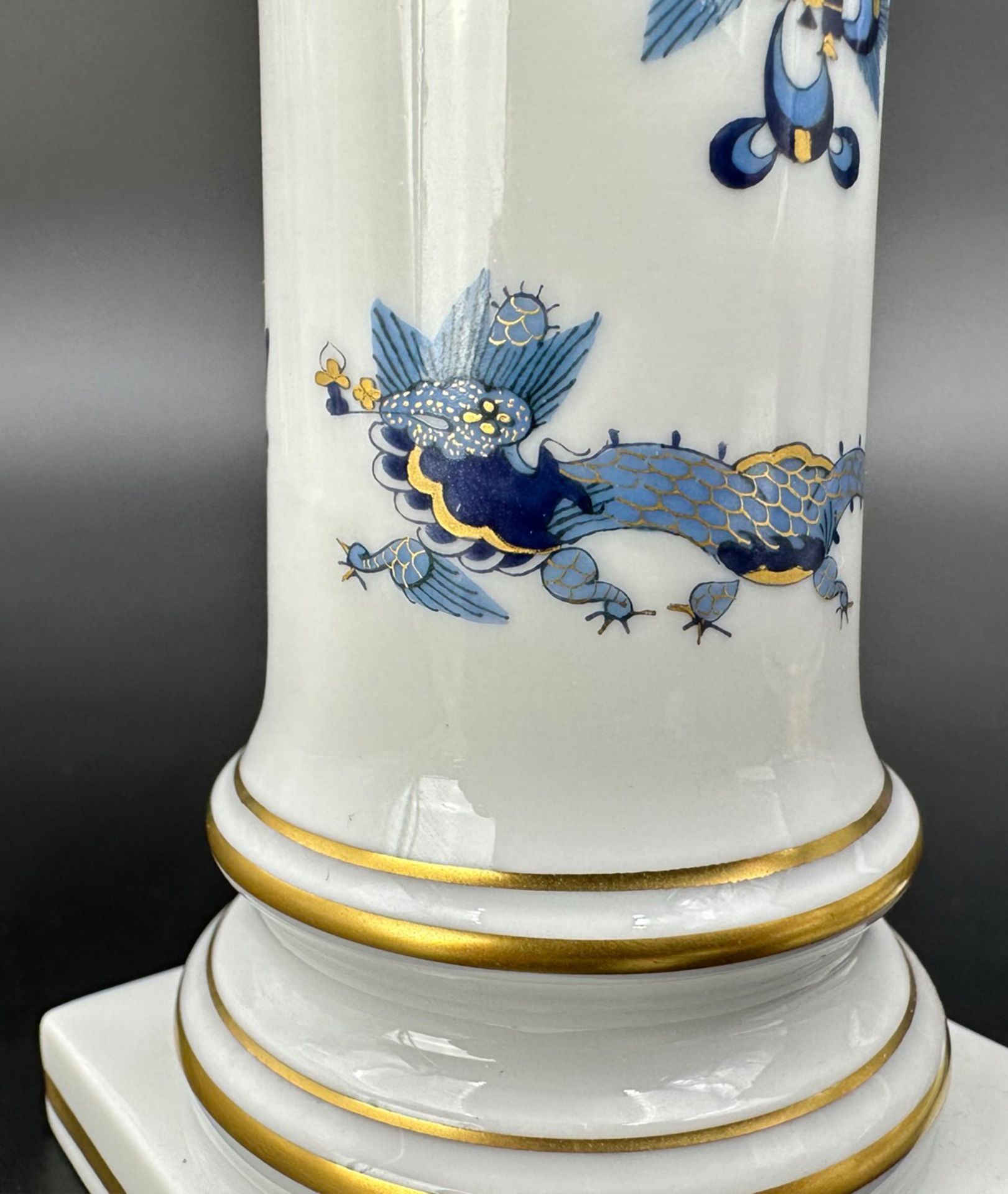 Pair of candlesticks. MEISSEN. Rich blue dragon. 1st choice - Image 9 of 12