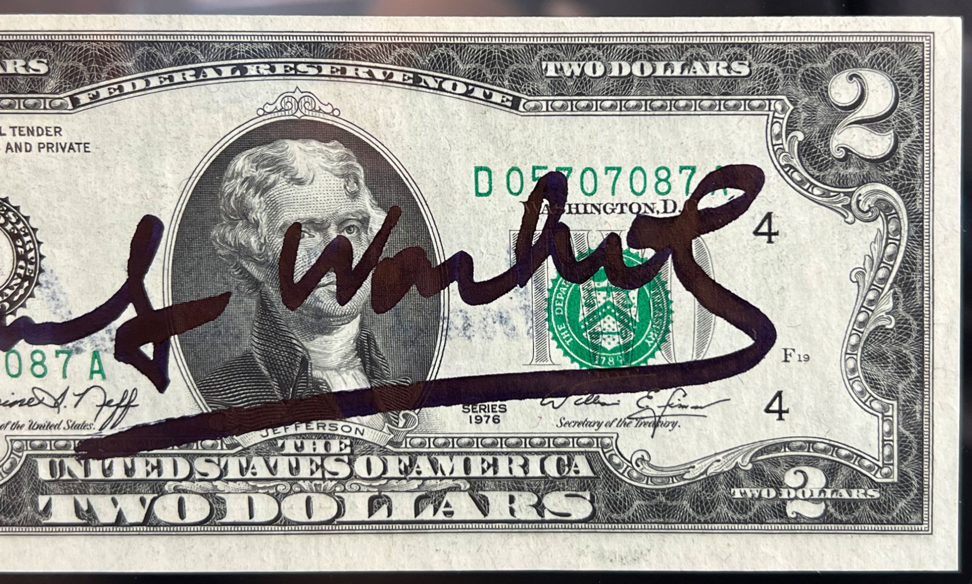 Andy WARHOL (1928 - 1987). Signed 2-dollar banknote. - Image 4 of 9