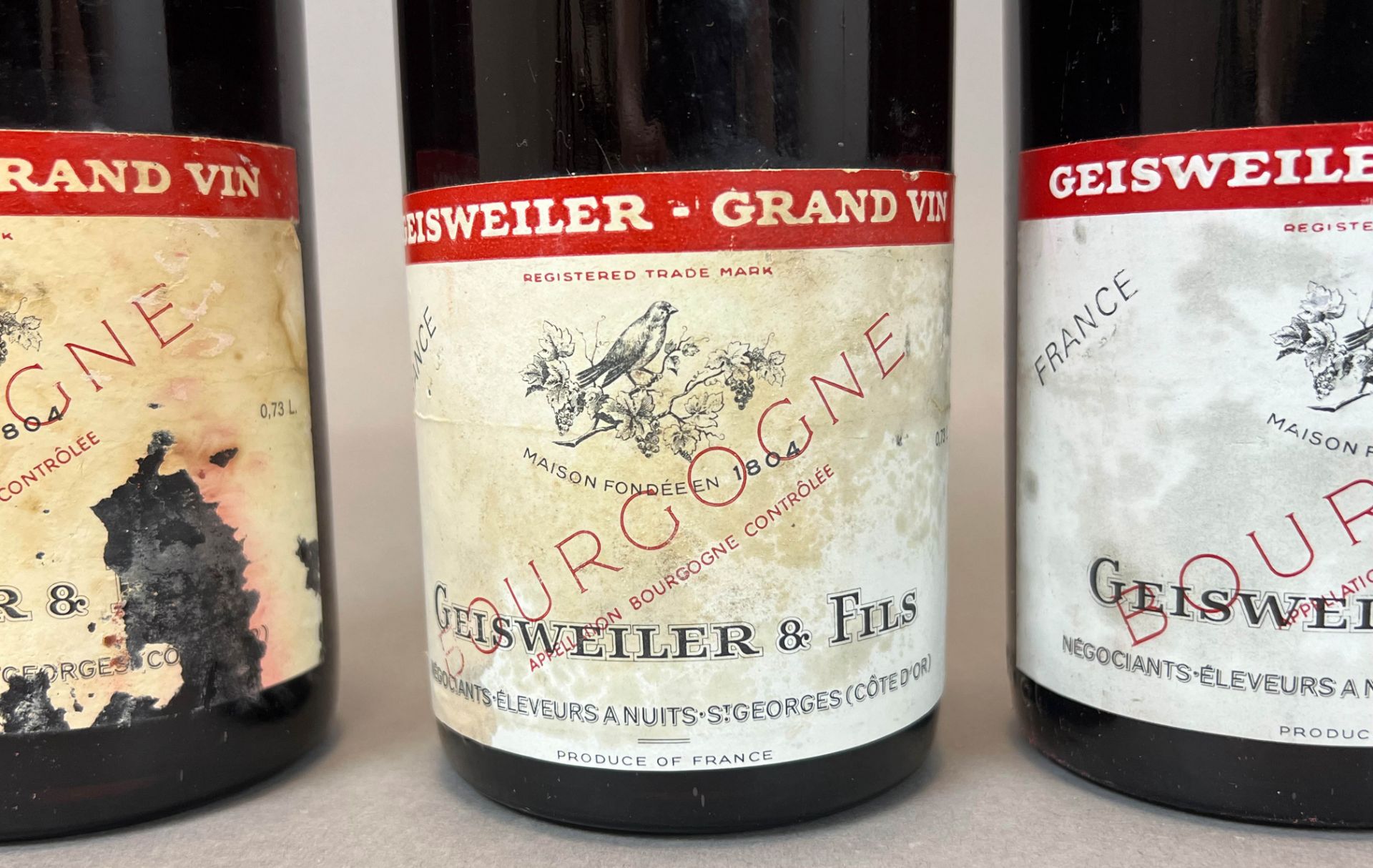 4 bottles of red wine. Geisweiler & Fils. Bourgogne. Pinor Noir. 1972. - Image 3 of 5