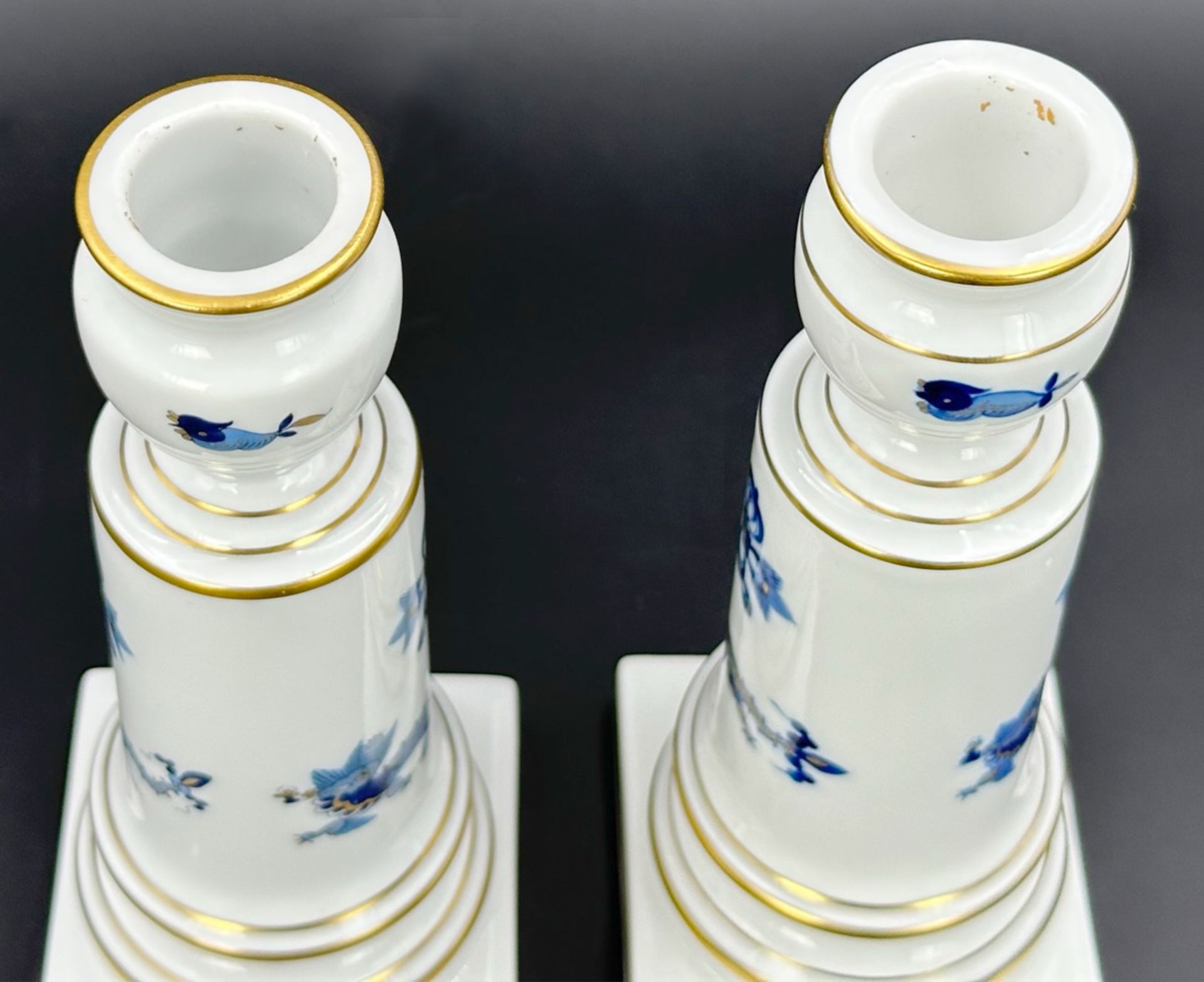 Pair of candlesticks. MEISSEN. Rich blue dragon. 1st choice - Image 5 of 12