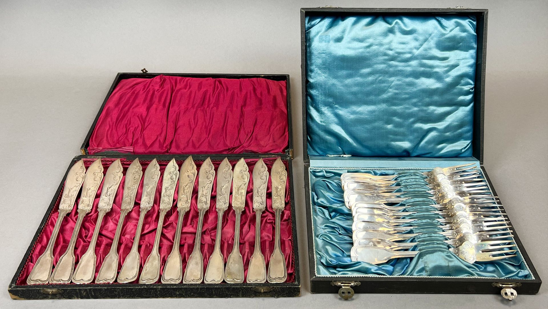 12-piece fish cutlery set. 800 silver. Art Nouveau. 1st half of the 20th century.