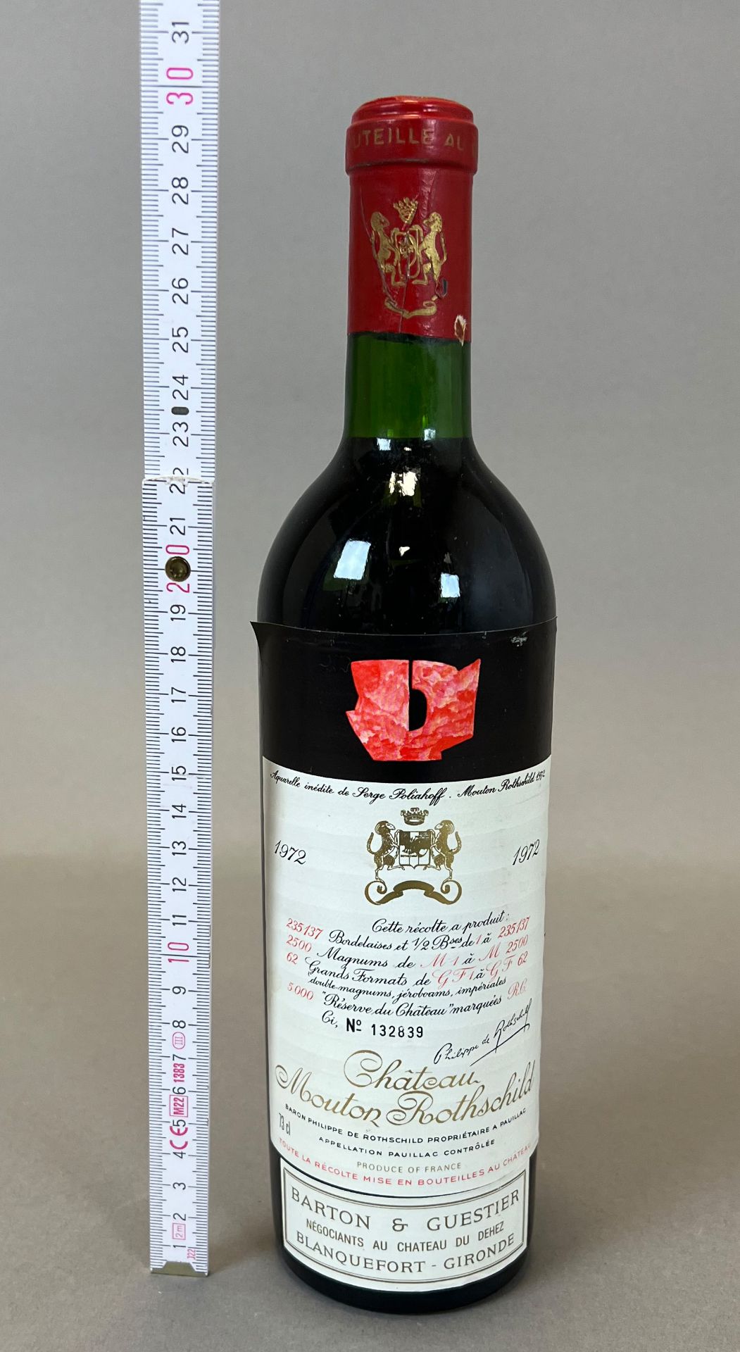 1 bottle of red wine. Château Mouton Rothschild. Pauillac. Premier Grand Cru. - Image 5 of 5