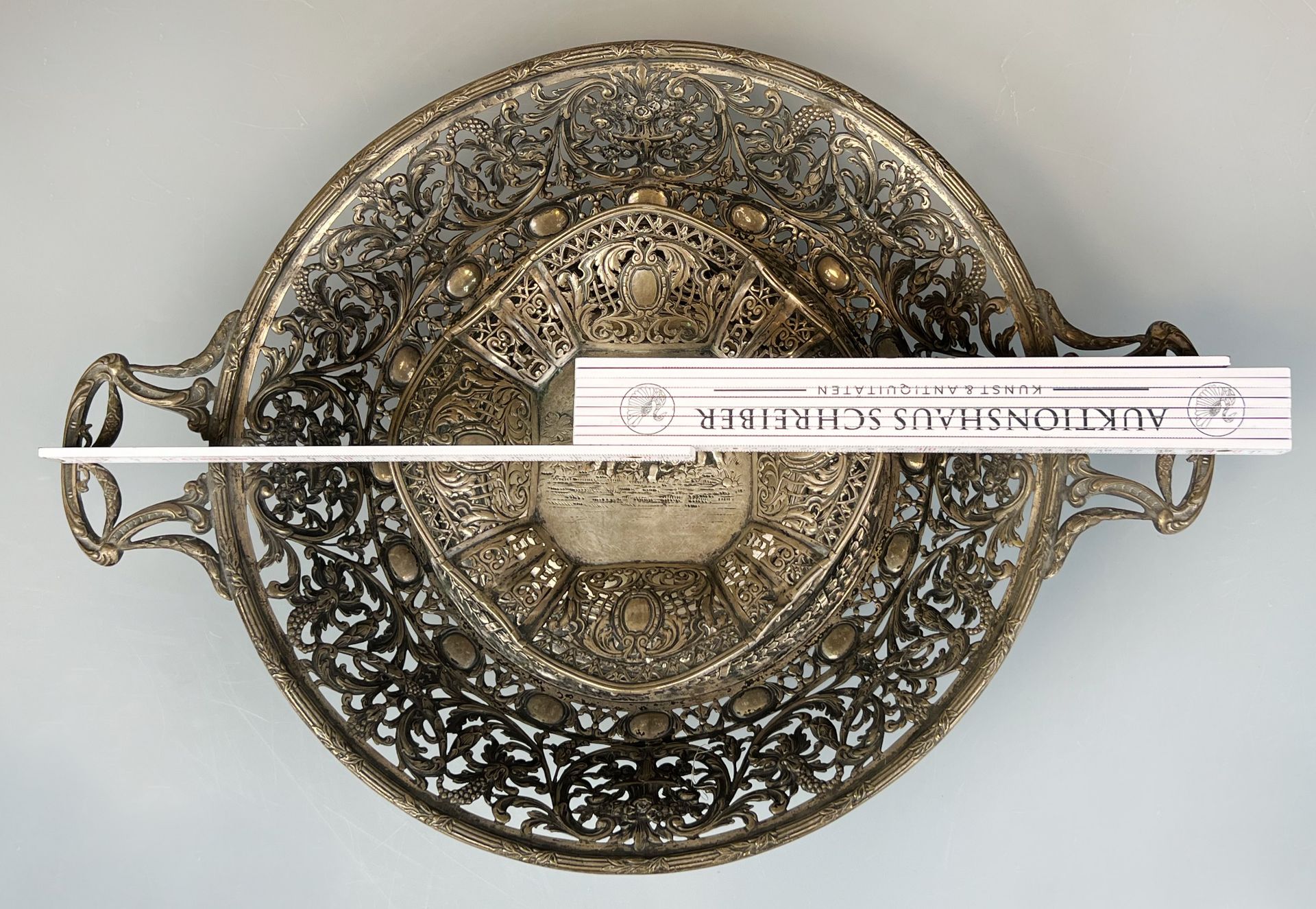 Two antique breakthrough bowls. 800 silver. Crescent moon crown. 19th century. - Image 15 of 18