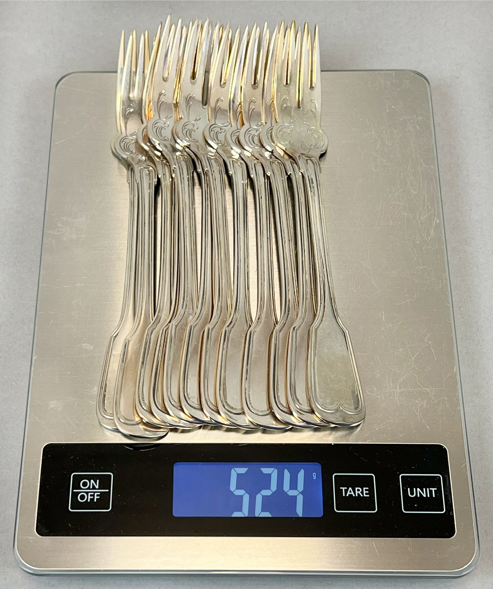 12-piece fish cutlery set. 800 silver. Art Nouveau. 1st half of the 20th century. - Image 13 of 15