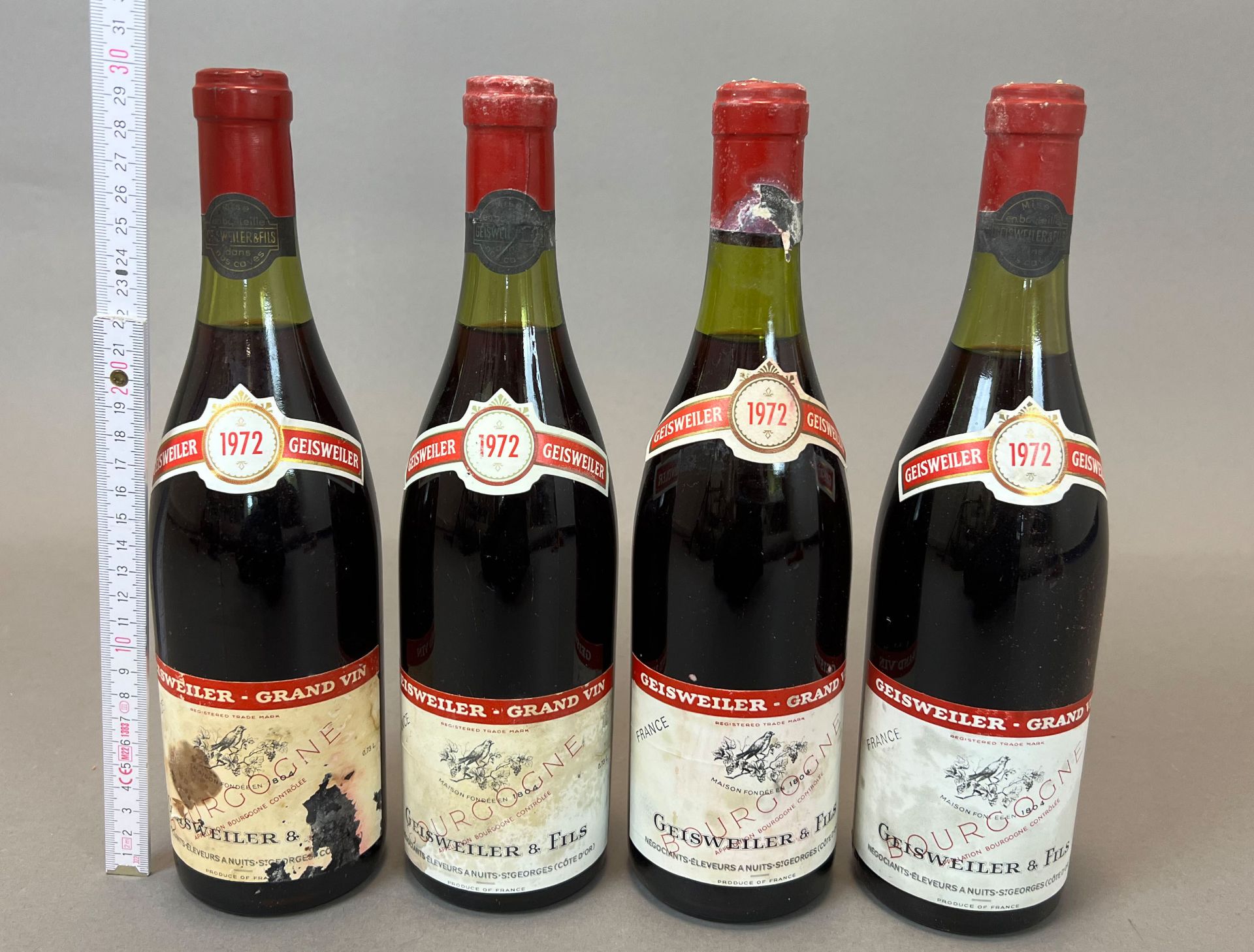 4 bottles of red wine. Geisweiler & Fils. Bourgogne. Pinor Noir. 1972. - Image 5 of 5