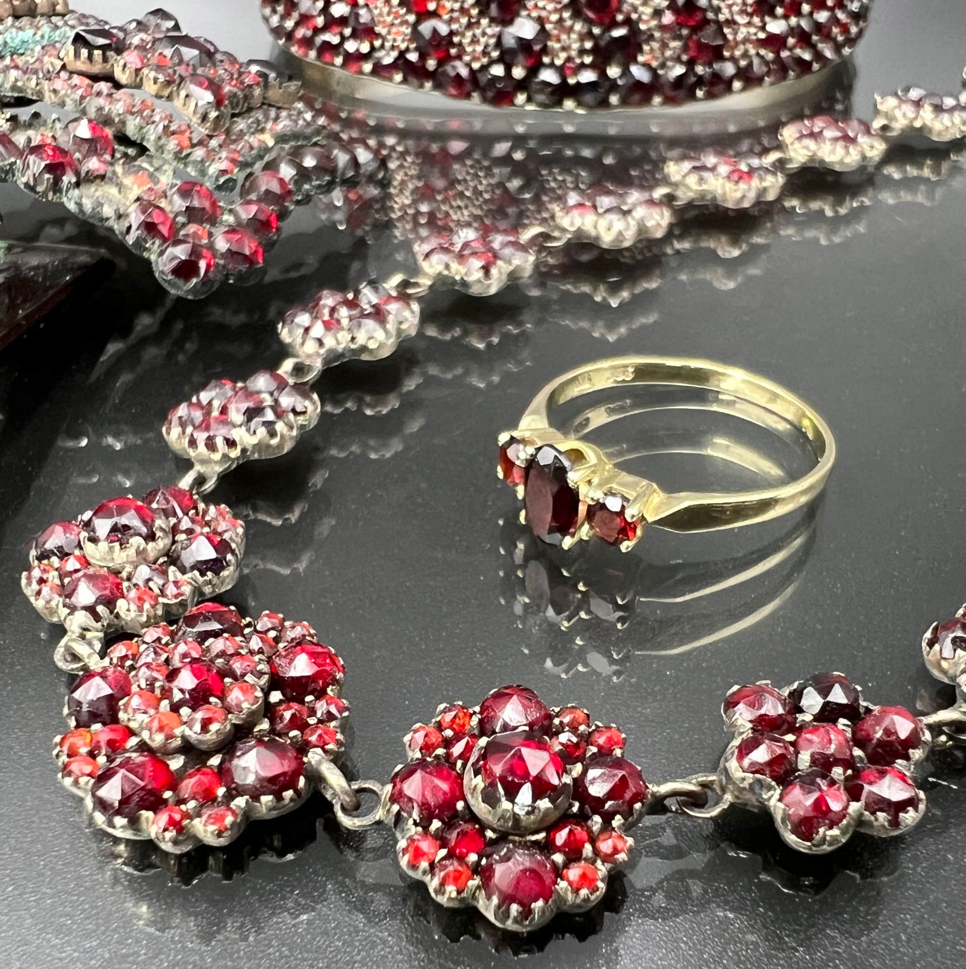 4-piece jewellery set with garnets. - Image 4 of 11