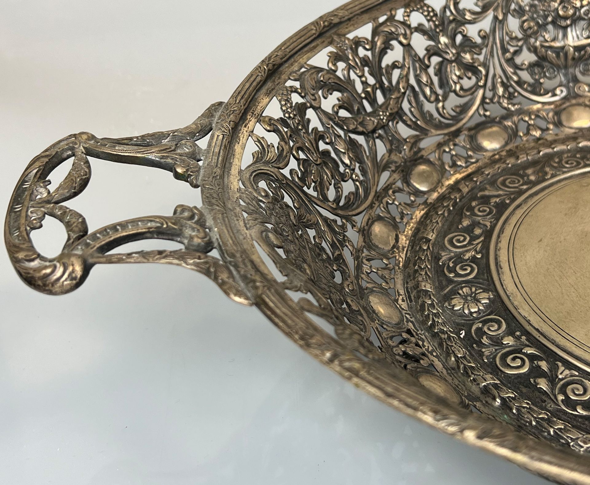 Two antique breakthrough bowls. 800 silver. Crescent moon crown. 19th century. - Image 3 of 18