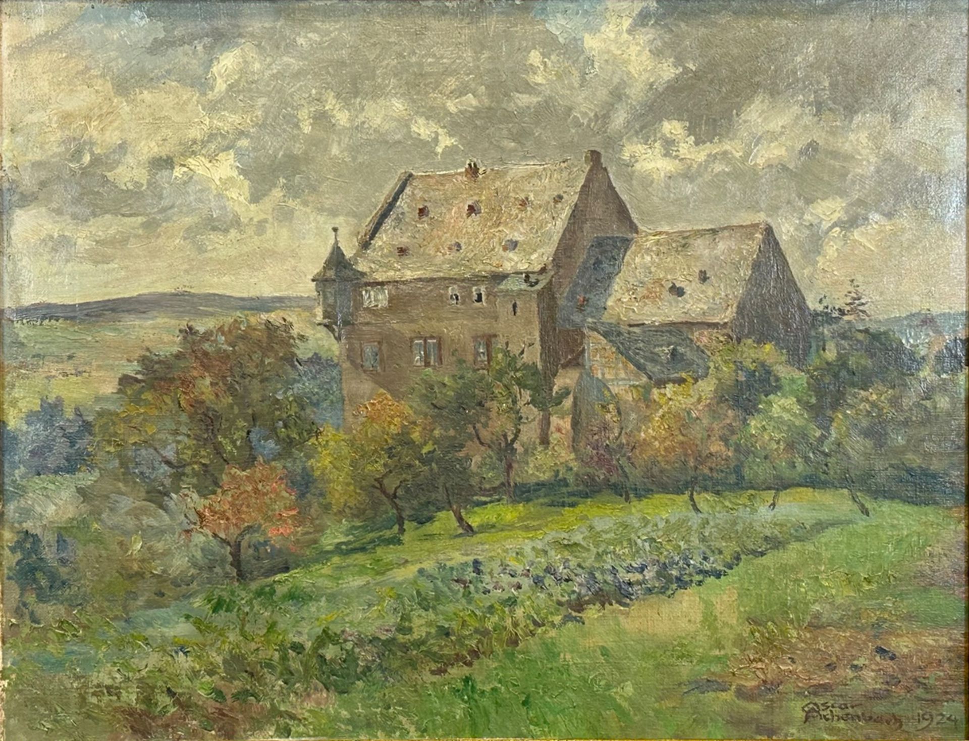 Oscar ACHENBACH. View of the castle ''Katzenelnbogen''. 1924.