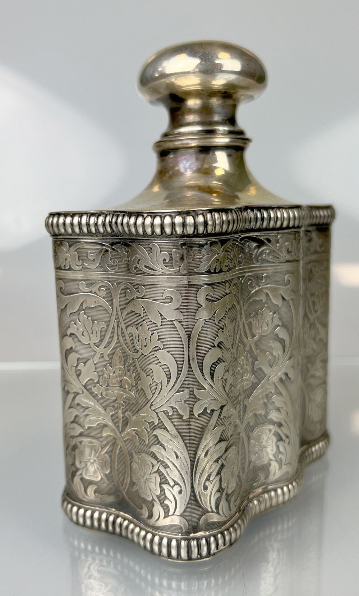 Antique tea caddy. 13 lot silver. 19th century. - Image 2 of 11