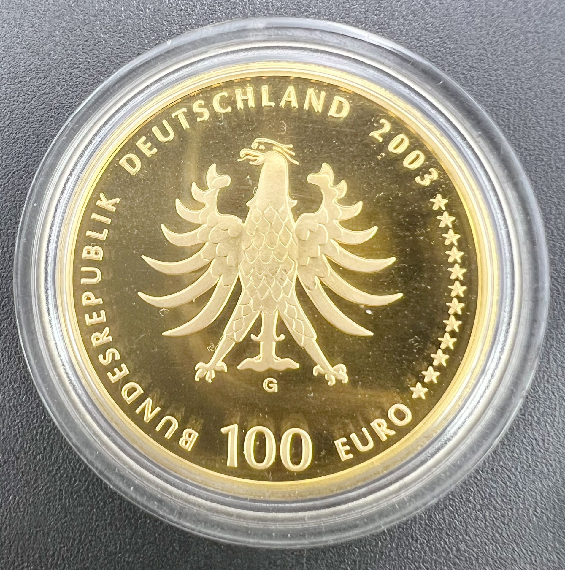 Goldmünze. 100 Euro "UNESCO-Weltkulturerbestadt Quedlinburg". BRD 2003. - Bild 3 aus 4