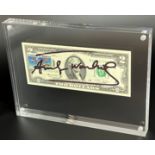 Andy WARHOL (1928 - 1987). Signed 2-dollar banknote.