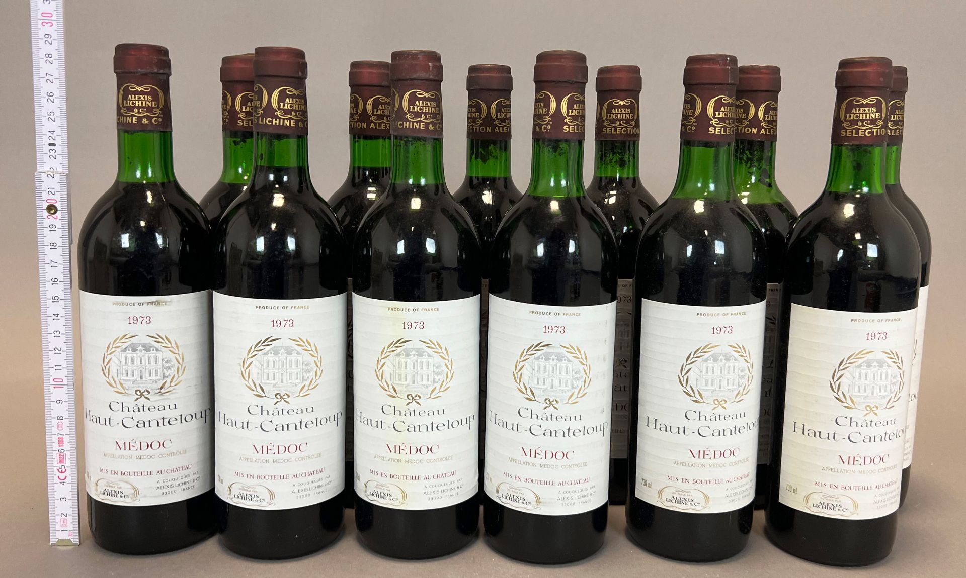 12 bottles of red wine. Alexis Lichine. Château Haut-Canteloup. Médoc. 1973. Wine box. - Image 8 of 9