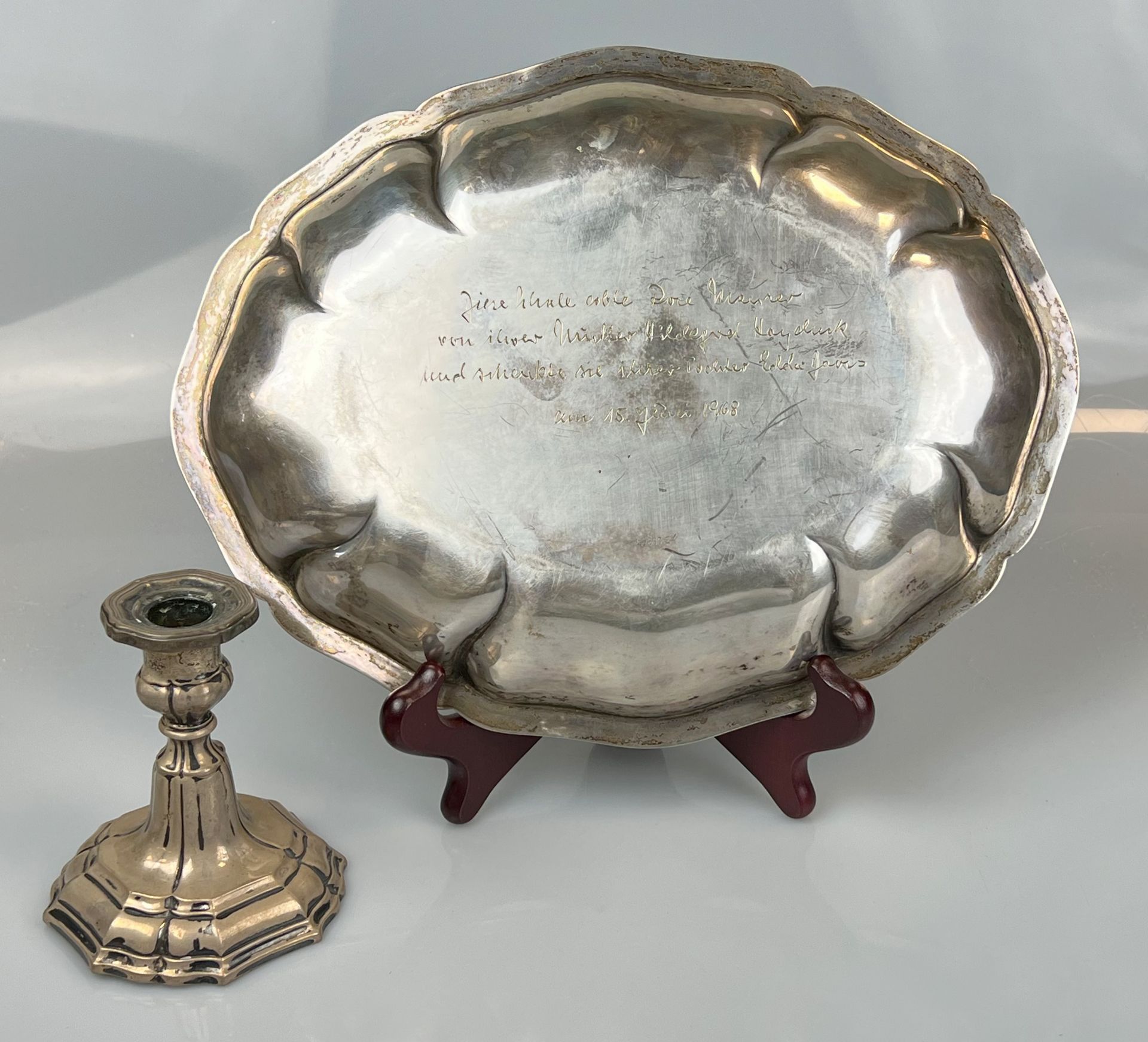 2 parts silver. 800. bowl. Candlestick. Körner & Proll, Berlin. - Image 2 of 10