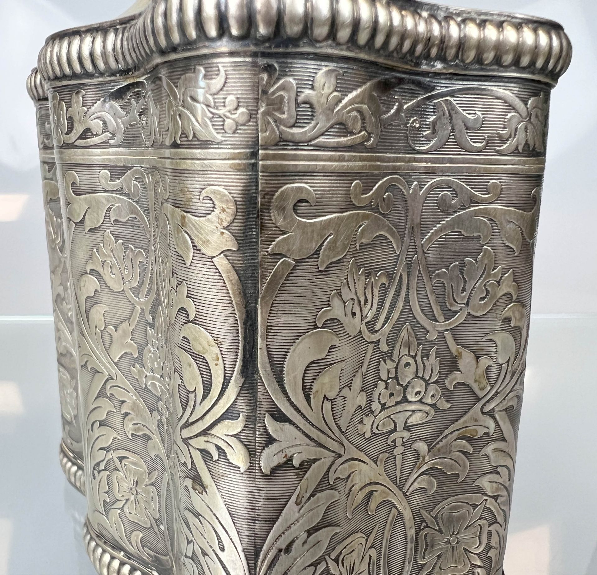 Antique tea caddy. 13 lot silver. 19th century. - Image 4 of 11