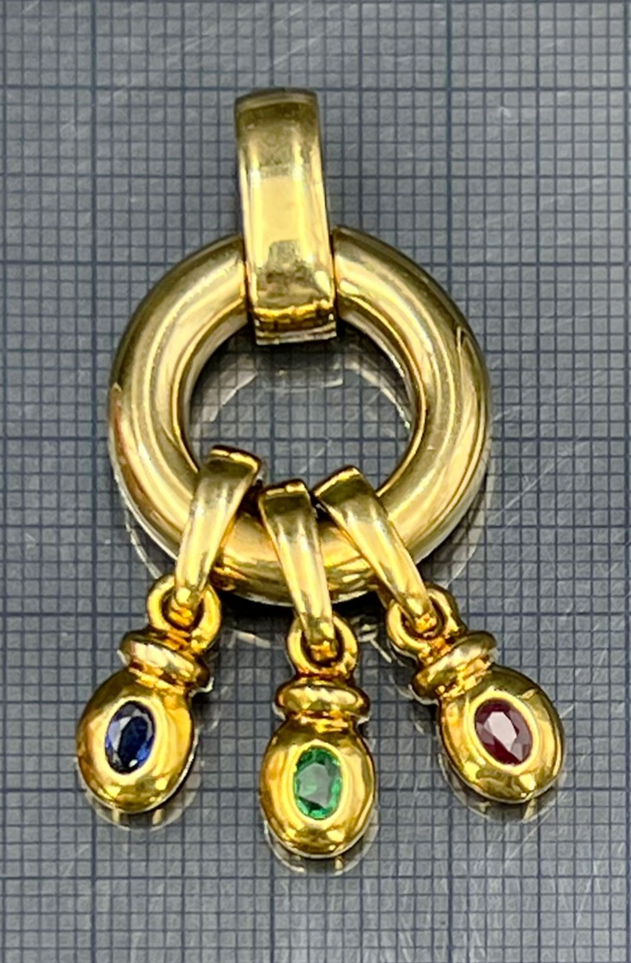 Pendant 585 yellow gold with gemstone setting. - Image 4 of 5