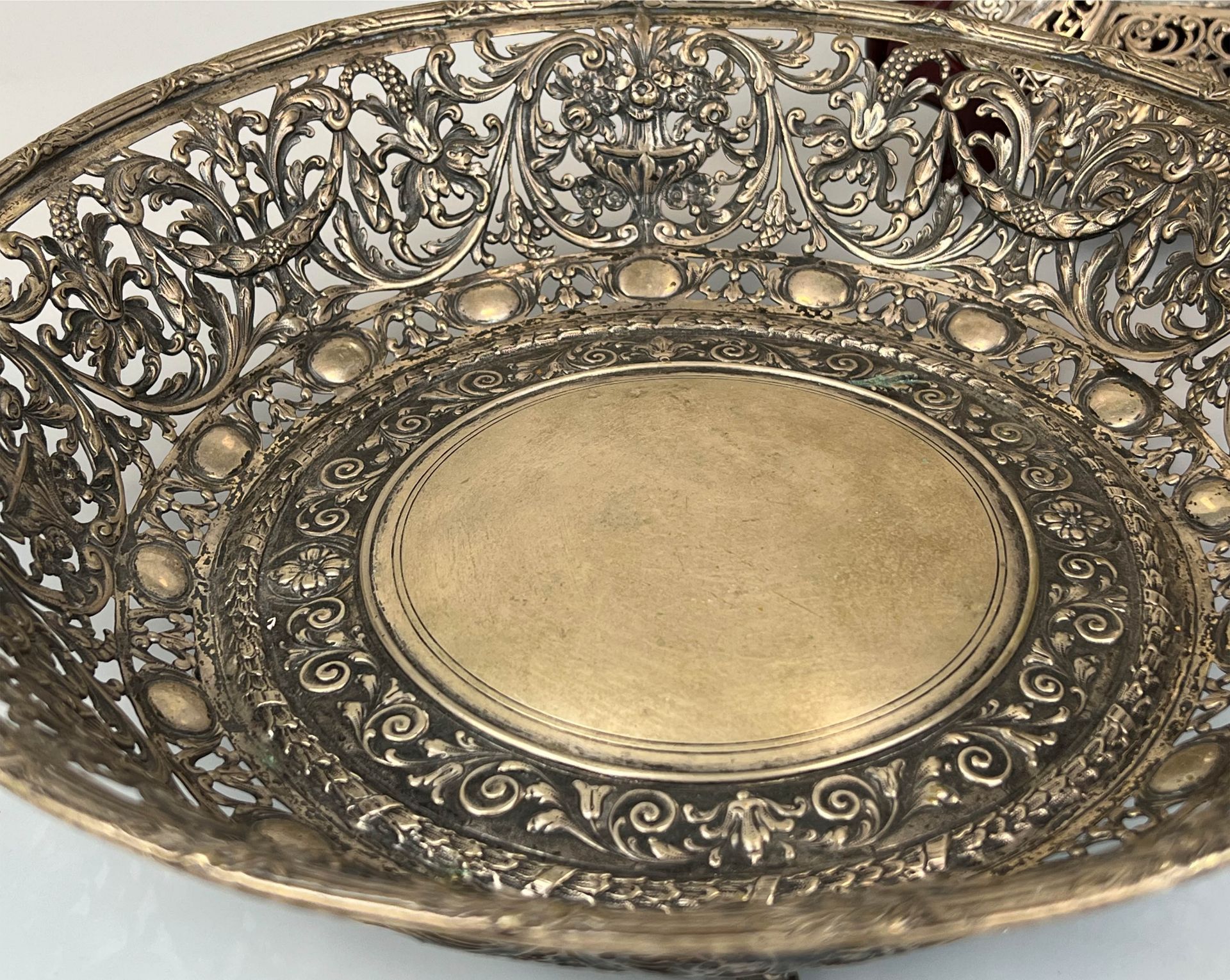 Two antique breakthrough bowls. 800 silver. Crescent moon crown. 19th century. - Image 4 of 18