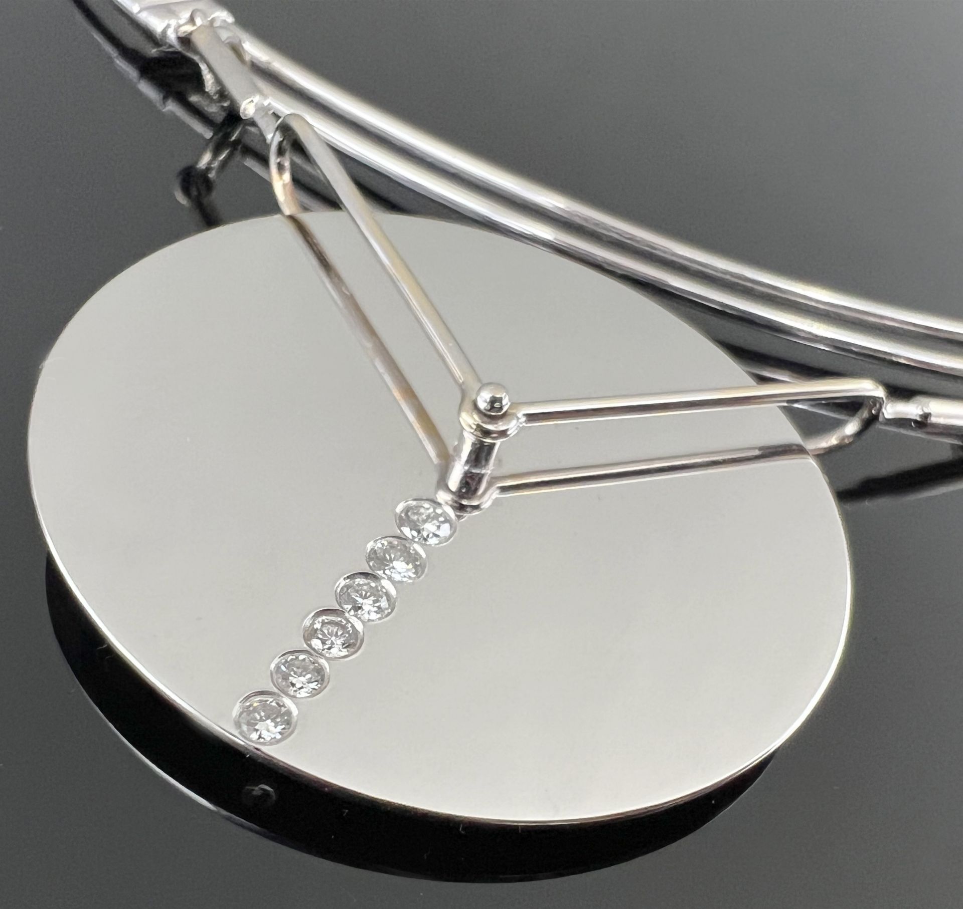 Necklace 750 white gold. Pendant with 6 diamonds. Goldsmith Steck. - Image 2 of 5