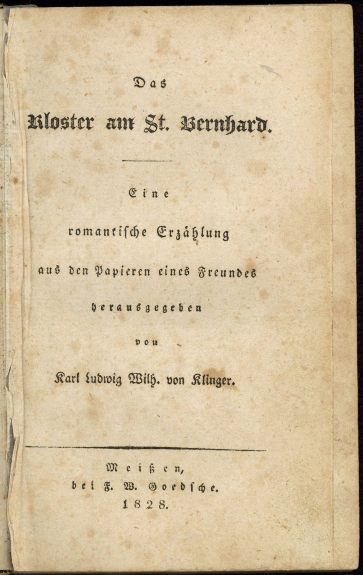 (Dräxler, Karl Ferdinand): Das Kloster am St. Bernhard.