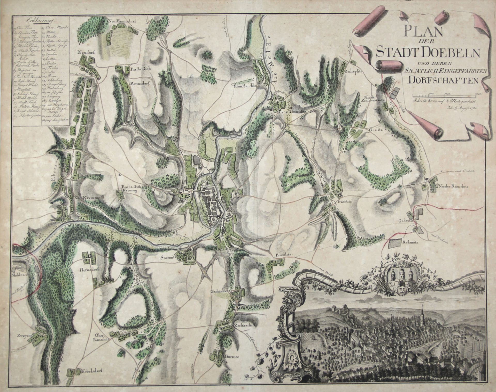 Sachsen. - Döbeln. - "Plan der Stadt Doebeln und deren saemtlich eingepfarrten Dorfschaften".