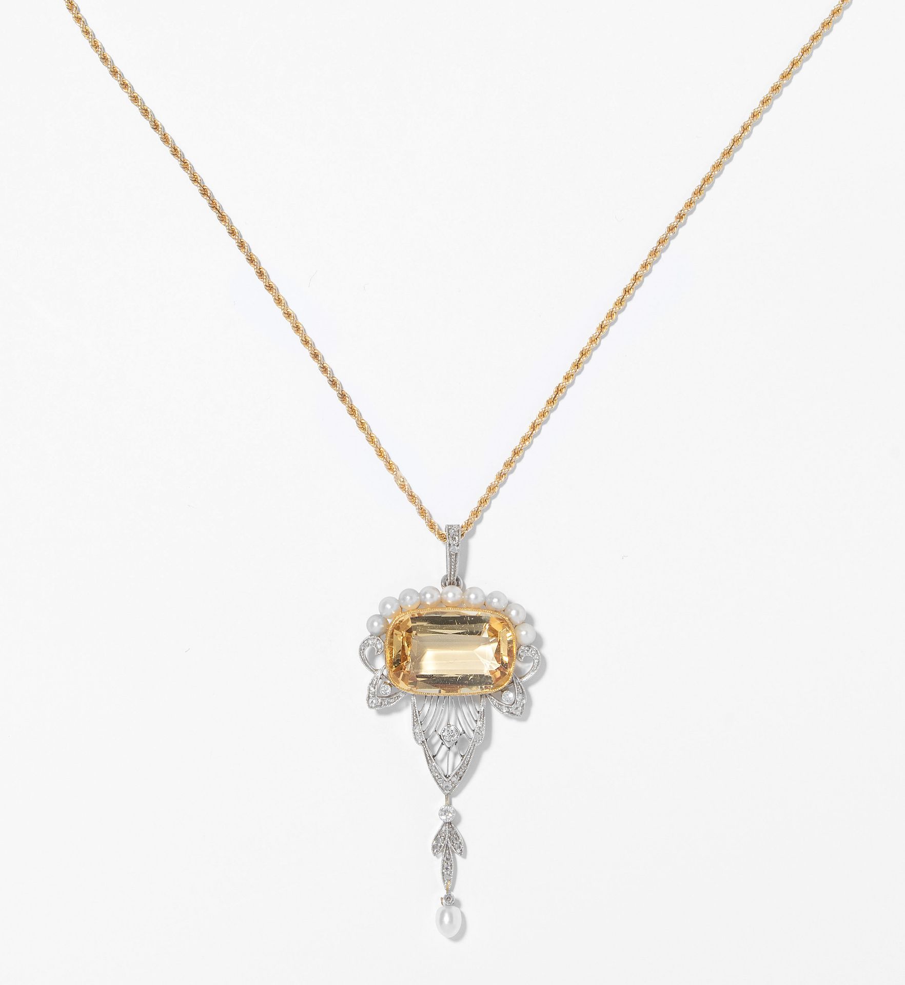 Topas-Perlen-Diamant-Anhänger mit Kette