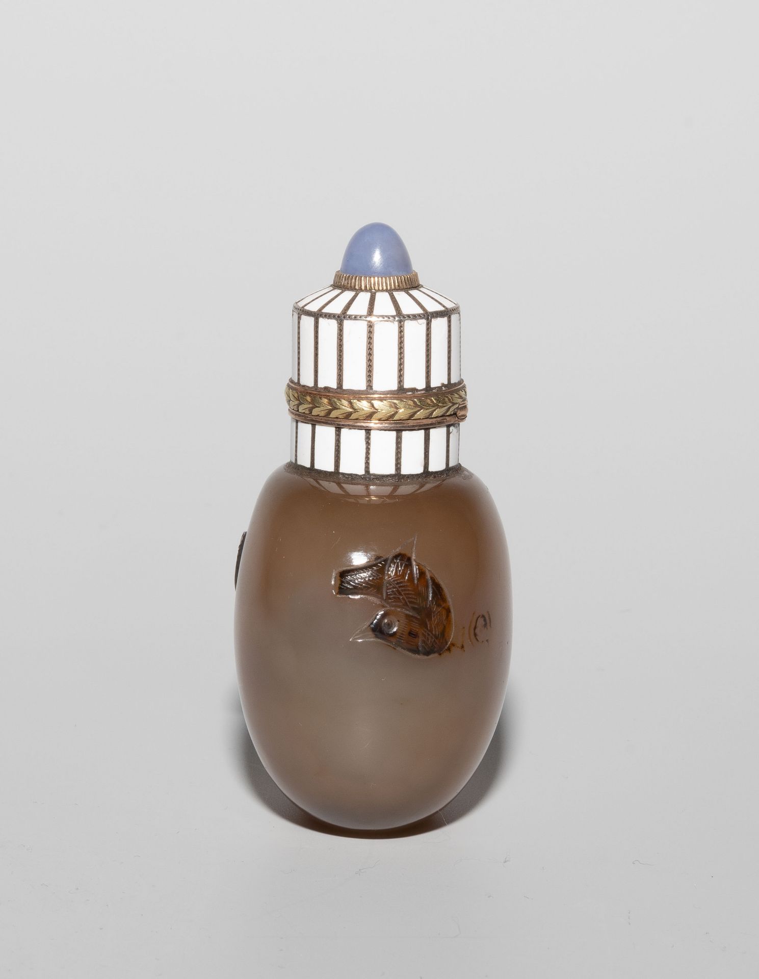 Achat-Snuff Bottle mit Emaillemontur - Image 3 of 13