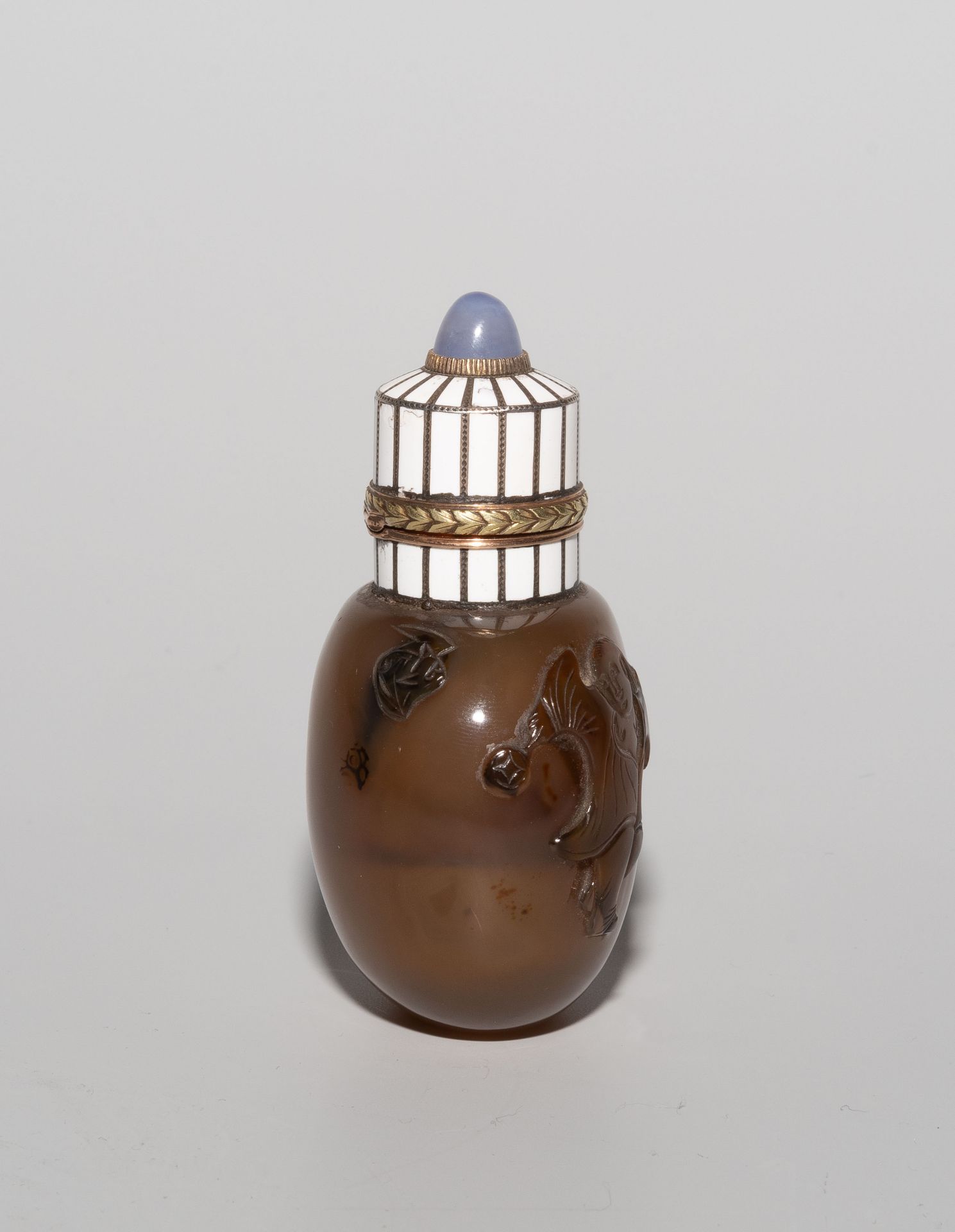 Achat-Snuff Bottle mit Emaillemontur - Image 5 of 13