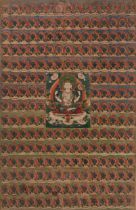 Gerahmtes Thangka des Shadakshari Lokeshvara