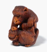 Holz-Netsuke von Ikko