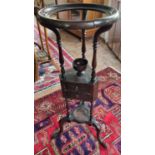 A 19th Century Mahogany Wig Stand with double frieze drawer.