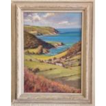 A 20th Century Oil on Canvas of a coastal scene with village to the fore. By Anthony Avery, signed