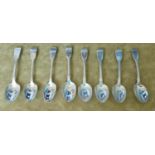 A set of six Irish Silver desert Spoons, John Smith with two Irish Silver desert Spoons, Mathew West