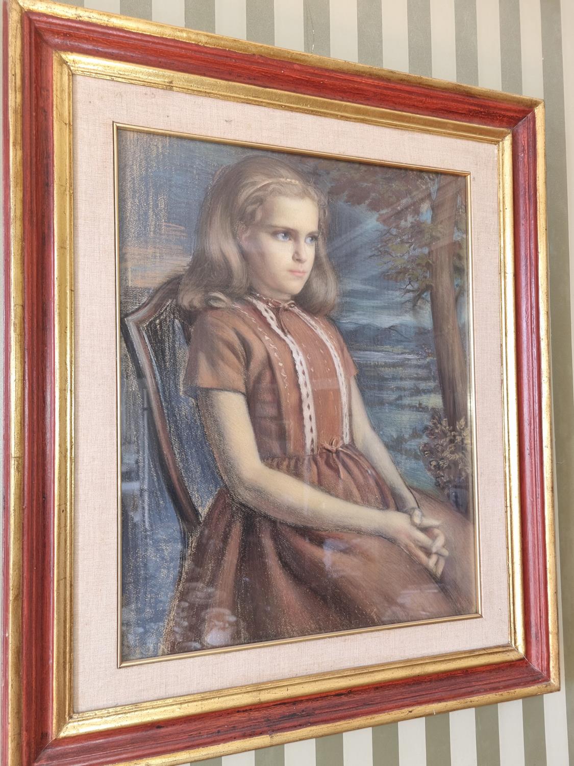 Niccolo d'Ardia Caracciolo (1941 - 1989). A 20th Century Pastel of a young Girl. The girl is a