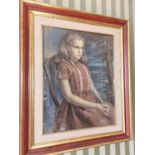 Niccolo d'Ardia Caracciolo (1941 - 1989). A 20th Century Pastel of a young Girl. The girl is a