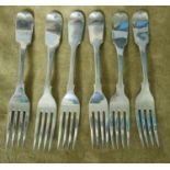 A set of four Irish Silver table Forks, John Power. 1806 along with two table forks George William