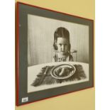 A Vintage Photograph of a young Girl who wont eat Mammy's dinner!. 51 x 61cm approx.
